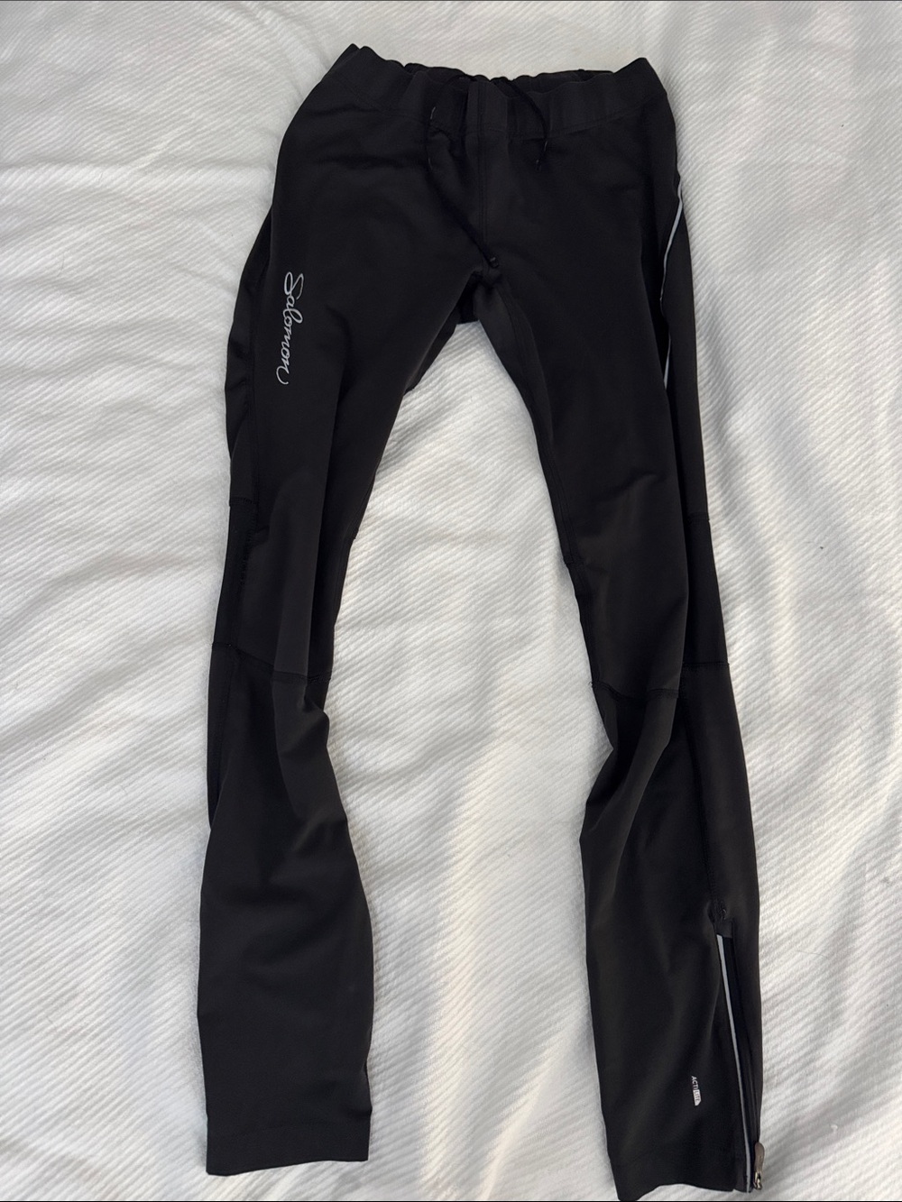 Salomon Black Performance Running Tights with Reflective Logo